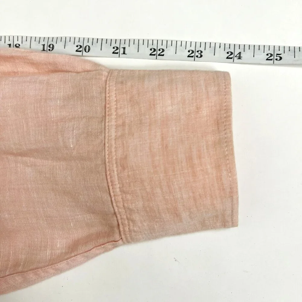Tommy Bahama 100% Linen Shirt Mens XL Peach Button Front Long Sleeve Vacation